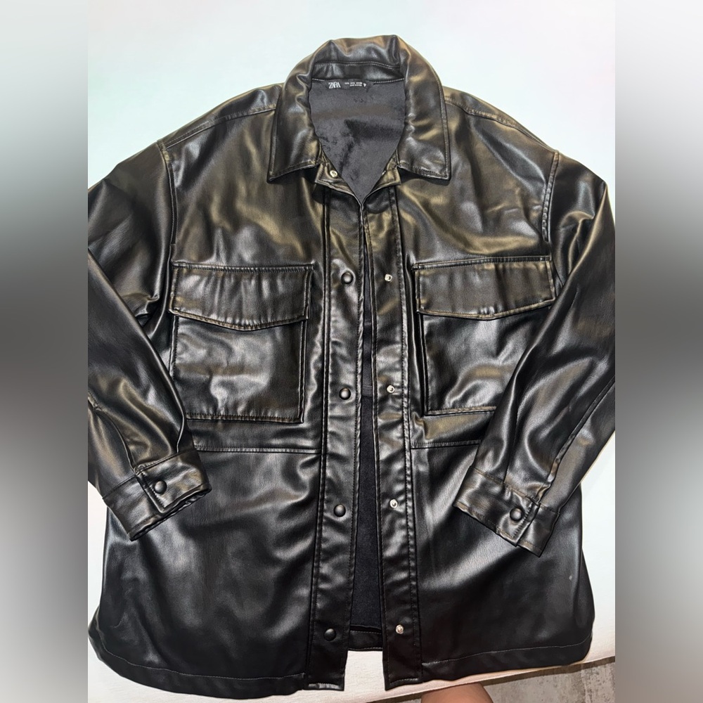Zara Faux Leather Oversized Button Down